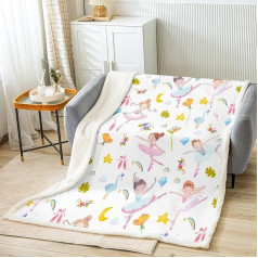 Homemissing Girls' Blanket 130 x 150 cm Pink Ballerina Print Flannel Fleece Blanket Soft Toddler Cute Flowers Tropical Palm Leaf Cuddly Blanket Ballet Dancer Blanket Room Decoration