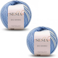 2 Balls 100% Organic Cotton, Multicoloured Yarn, Needles 2.5-3, Sesia Organic Bimbo, for Knitting and Crocheting (2, Multicoloured - 1631)
