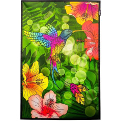 PSYWORK Black Light Fabric Poster Neon Hummingbird Hibiscus Flower 0.6 x 0.9 m UV-Active Fluorescent Wall Hanging Fabric Banner Poster Wall Art Print Decorative Picture Decoration Tapestry