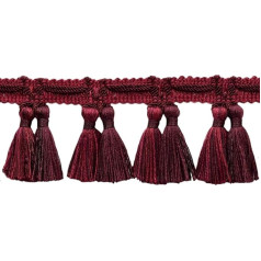 DecoPro 64mm Tassel Fringe Trim|Pagoda Red, Black Cherry, Ruby|Style# TFV025|Color: Dark Cranberry - VNT28|Sold by the Yard (1 Yard = 91cm / 3ft / 36