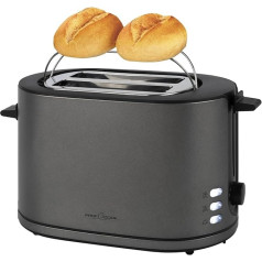 ProfiCook Toaster 2 Slices with Bun Attachment, Matte Stainless Steel Housing, 900 W, Extra Wide Toast Slots, Defrosting Function, Toaster with Bun Attachment, PC TA 1291