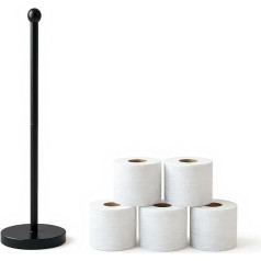 Toilet Roll Holder Stand 4 Roll Free Standing Tissue Roll Holder Stainless Steel (Black)