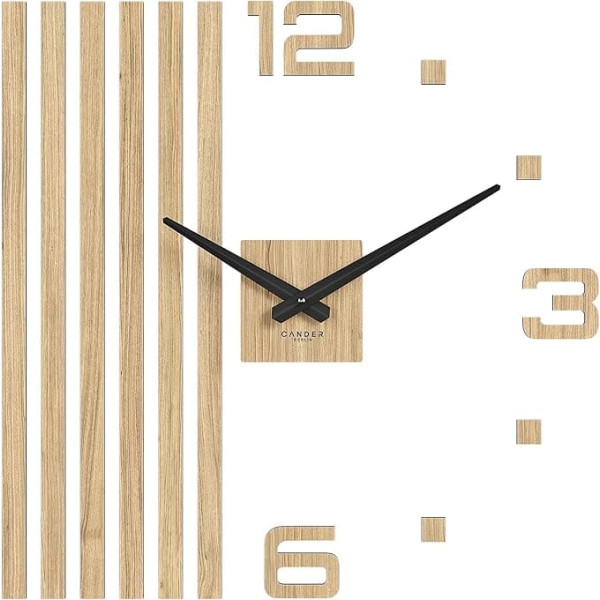 Cander Berlin MNU 2760 P XXL Wall Clock Silent 60 cm Wood Veneer Oak Living Room Analogue No Ticking Wall Sticker
