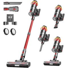 Battery Vacuum Cleaner 45000 Pa/550 W/65 Min, 1.6 L Wireless Vacuum Cleaner with Display, Anti-Tangle Brush, Self-Standing, Wall Charging Station, 8-Layer Filtration, Ultra Quiet, for Pet Hair/Carpets