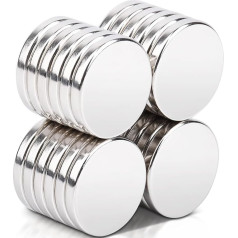Pack of 24 Magnets Strong 20 x 3 mm Neodymium Magnets Extra Strong Magnets Flat Round Magnet for Magnetic Board, Whiteboard, Fridge Magnets for Crafts, Home, Kitchen, Office