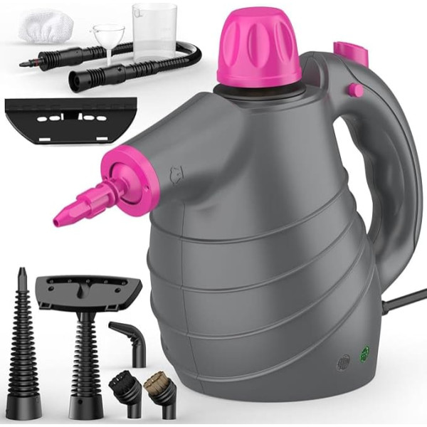 Handheld Steam Cleaner with 10-Piece Multi-Purpose Accessories, 1050 W, 3.5 Bar, 450 ml, Chemical-Free, Steam Cleaner Cleaning Floor, Upholstery, Window, Kitchen, Removes Grease, Dirt