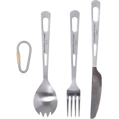 Boundless Voyage Outdoor Ultralight Titanium Spork Knife Fork Camping Crockery Cutlery Set 3 Pieces