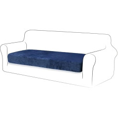 TIANSHU Velvet Stretch Cushion Cover, Sofa Cushion Protective Cover, Furniture Protection, Sofa Seat Cover for Couch, 1-Piece Velvet Cushion Covers for 3-Seater (3-Seater, Navy Blue)