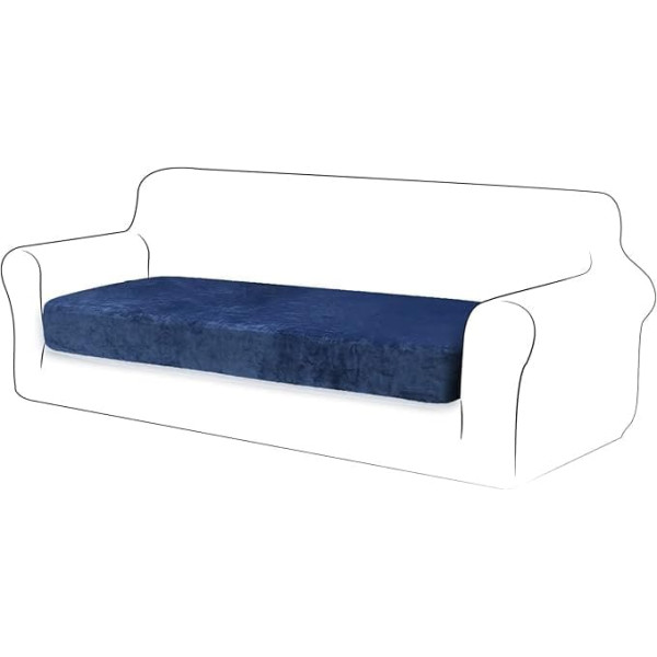 TIANSHU Velvet Stretch Cushion Cover, Sofa Cushion Protective Cover, Furniture Protection, Sofa Seat Cover for Couch, 1-Piece Velvet Cushion Covers for 3-Seater (3-Seater, Navy Blue)