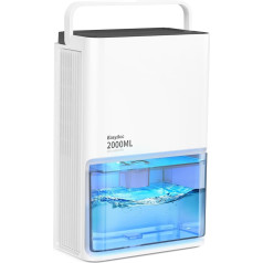 EasyAcc Electric Dehumidifier, 2000 ml Dehumidifier Pro 500-650 ml/Day - 3 Levels / Automatic Defrosting / 7 Colours LED Light / Automatic Shut-Off - Suitable for Wet Rooms up to 20 m²