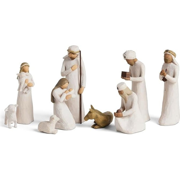 Willow Tree Nativity Accessory Figures with The Three Wisemen Plus Shepherd and Stable Animals 7-Piece Set