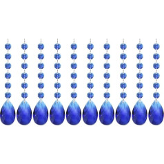 PATIKIL Tear-shaped crystal chandelier pendant beads, pack of 10, 165 mm length, 38 mm, chandelier prism parts, embellishments, hanging beads for DIY crafts, decoration, dark blue