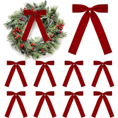 10 Pieces Christmas Velvet Bows 17x24cm Rustic Velvet Christmas Decorations Christmas Decorations Vintage Velvet Ribbon Pre-tied Christmas Bows for Garlands Wreaths Gifts