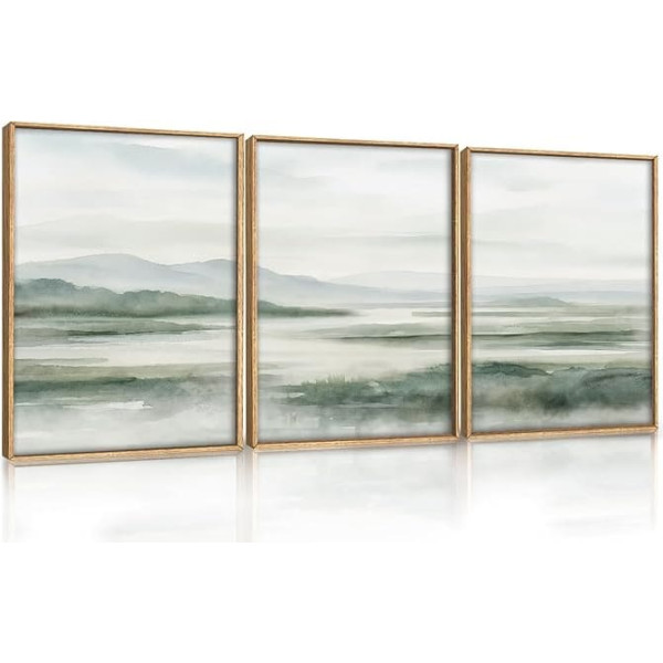 Set of 3 Poster Landscape Pictures Nature Canvas Abstract Pictures with Frame Mountain Water Wall Art Picture Mountains Abstract Modern Minimalist Wall Picture Decoration for Living Room