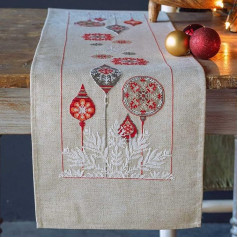 Vervaco Embroidery Kit Table Runner Counted Pattern Pack Cross Stitch Poinsettia Embroidery Runner for DIY Embroidery Kit Christmas Creative Set for Adults 29 x 102 cm Creative Gift