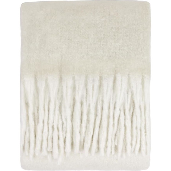 furn. Cozy Throw - Soft Textured Woven Blanket with Tassels (Ecru - 140 x 180 cm)