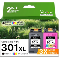 Valuetoner 301 XL Printer Cartridges Black and Colour Compatible with HP 301 Multipack Cartridges for HP Envy 4500 5530 4504 5534 5536 Deskjet 2540 2544 Officejet 4630 2622 (Pack of 2)