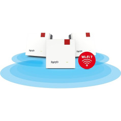 FRITZ! Mesh Set 1700 Set of 3 | Fast Wi-Fi 7 up to 3,600 Mbps | WiFi Coverage for 5-7 Rooms | Ideal for Internet Router or Fibre Optic Modem (ONT) | Easy Setup | Made in Europe