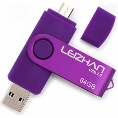LEIZHAN 64 GB Micro USB 2.0 Stick Memory Stick Dual Flash Drive with Micro USB Drive Connection for Android Smartphone Tablets & Computers (64 GB, Purple)