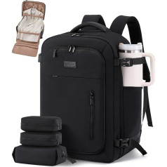 LOVEVOOK Hand Luggage Backpack Airplane Travel Backpack Women's Large Laptop Travel Backpack Women 18 Inch Waterproof Carry On Luggage Cabin Bag for Business Travel Suit Black