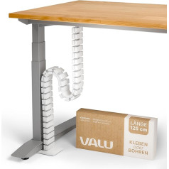VALU Cable Guide for Desks up to 125 cm - Stable & Flexible with Magnetic Chain Link - Cable Management for Height-Adjustable & Fixed Desks - Steel Base & Non-Slip Rubber Pad