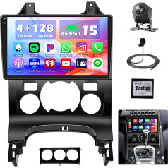 Hikity 4+128G Android 15 Car Radio for Peugeot 3008 5008 2009-2015, 9 Inch Screen Radio with Wireless CarPlay Android Car Bluetooth Navigation GPS WiFi EQ Double USB and Reversing Camera