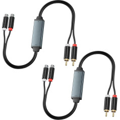 2 pieces AV100C Noise Cancelling Filter, RCA Noise Isolator, Ground Loop Isolator, Audio Filter with RCA Audio Cable for Car Home Stereo System/Bluetooth Speaker