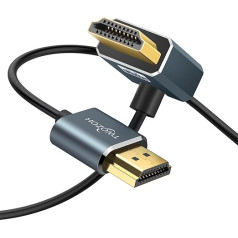 Twozoh Flexible HDMI to HDMI Cable Angled 270 Degree Angle Connector 0.3 m, Ultra Slim and Thin HDMI Cable Supports 3D/4K 60Hz