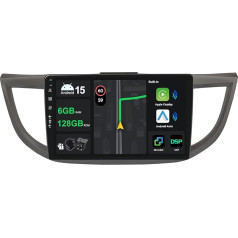 KEC [6G + 128G] IPS Android 15 Car Radio for Honda CRV 2012-2016 with Navi Octa Core [Built-in CarPlay/Android Car/DSP/Mirror Link/GPS Navi/360 Camera/Bluetooth 5.0/WiFi/USB
