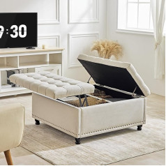 Redlife Bench with Storage Space, Stomach as Coffee Tables, Stool and Desk, Upholstered Bench, Stool, Seat Chest, 91 x 91 x 53 cm, for Living Room, Bedroom and Hallways