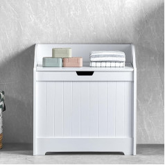 Home Discount Priano Bathroom Laundry Cabinet Storage Cupboard Chest Bin Wooden Basket Unit, White