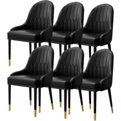 Modern Upholstered Kitchen Dining Set 6 Side Tables Living Room Kitchen Furniture Soft PU Leather Cover Seat Cushion Metal Legs