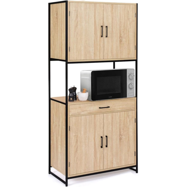 IDMarket - Kitchen Buffet 80 cm Detroit Furniture 4 Doors Industrial Design + Drawer