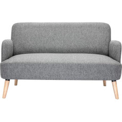 Miliboo ISKO Scandinavian 2 Seater Sofa in Light Grey Fabric and Light Wood