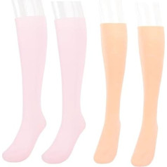 Lange Silikon Feuchtigkeitssocken Pediküre Socken, Elastische Pflegesocken für Trockene Rissige Füße, Rosa und Hautfarbe, Waschbar und Wiederverwendbar