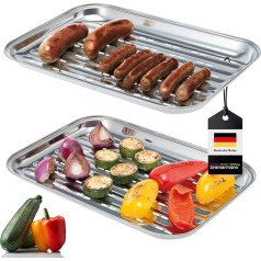 bremermann Grill Pan Stainless Steel Approx. 35 x 24.5 cm Set of 2