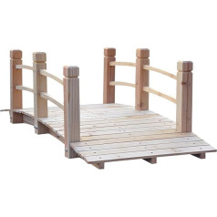 Outsunny Garden Bridge Wooden Bridge Pond Bridge Decorative Bridge with Railing up to 180 kg Fir Wood Natural 152.5 x 67 x 48 cm