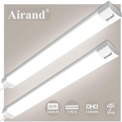 Airand Pack of 2 LED Tubes 120 cm Wet Room Light LED 36 W 3600 LM Linkable Workshop Lamp IP66 Waterproof Lamp Fluorescent Tube for Garage Cellar Workshop Wet Room Bathroom Office Warehouse, Neutral White
