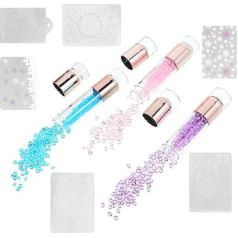 ibasenice Doppelkopf Silikon Nagelstempel 3 Stück mit Acryl Schaber für Verschiedene Nagelgrößen für Nail Art Maniküre Zubehör für Frauen Zufällige Farbe