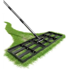Lawn Squeegee 75 x 25 cm with Adjustable Length, Levelling Rake with 180 cm Stainless Steel Handle, Robust & Effortless Lawn Squeegee for Garden, Yard, Golf Course, Effortless Leveling of Sand and Soil