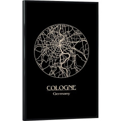 artboxONE Poster with Black Frame 45 x 30 cm Cologne Cities Cologne Germany Retro Map Picture Cologne