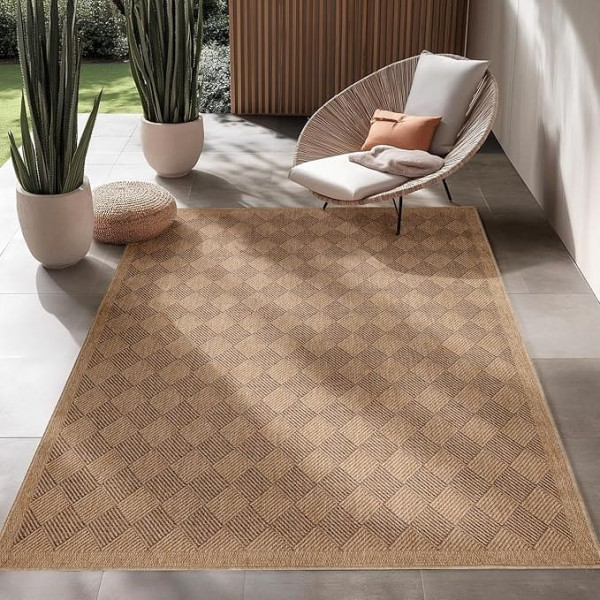 SIMPEX Outdoor Rug Vintage Design Rug Natural 120 x 170 cm Vintage Style Kitchen Balcony Patio Garden Picnic