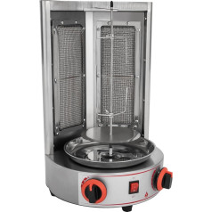 Doner Grill, Gyros Grill, Table Grill, 4.3 kW, 25 Gas Models, Middle East, Barbecue Grill, European Plug 220 V (with 2 Connections + Round Base) for Grilling Beef, Pork, Chicken