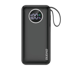 Dudao Powerbank 10000mAh USB-A USB-C ar iPhone Lightning un USB-C kabeli, melns