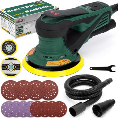 Brushless Random Orbital Sander 350 W, Versatile Electric Sander with 125 mm/150 mm Sanding Disc, 4000-10,000 rpm Speed Adjustable, for Wood, Floor, Car & DIY Projects