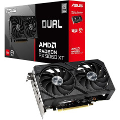ASUS Dual Radeon RX9060XT 8G GDDR6 Gaming Graphics Card (AMD Radeon RX9060XT, AMD RDNA 4 Architecture, 2.5 Slot Design, Dual BIOS, PCIe 5.0, 1x HMDI 2.1b, 2X DisplayPort 2.1a, DUAL-RX9060XT-8G)