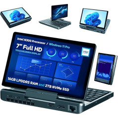 GPD MicroPC 2 Windows 11 PRO Portable Mini Laptop with 7 Inch 1080P Display | N300 Intel Processor, UHD Graphics Card; 16GB LPDDR5, 2TB NVMe SSD; 2.5G Ethernet, USB-C, HDMI 2.1, Wi-Fi 6, BT 5.2