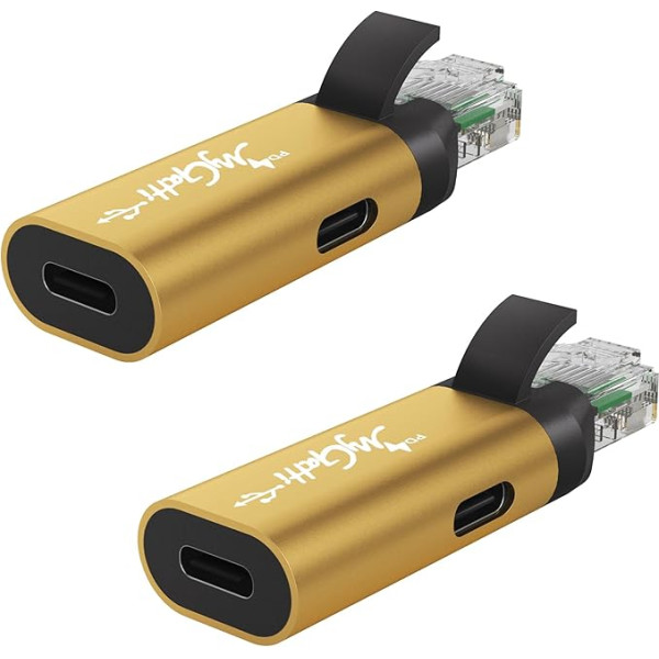 USB C to Ethernet Adapter with 100 W PD Interface/2 Pack, Type-C Female to RJ45 Male, 1 Gbps, Charging and Surfing 2 in 1, Portable Converter, Integrated Smart Chip, Compatible with PC, Laptop