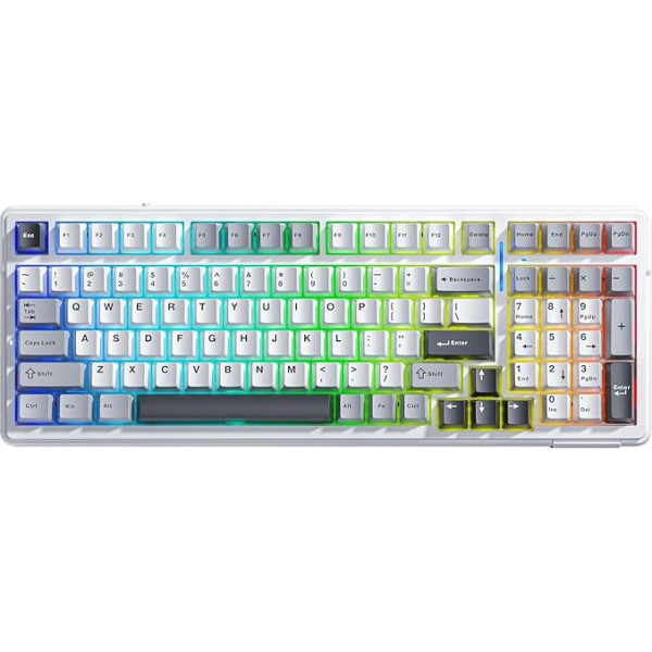 AULA F99 3 Modes RGB Hot Swap Mechanical Linear GrayWood V3 Switch Wireless Macro Keyboard Grey