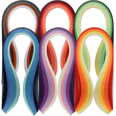 JUYA Paper Quilling Set 600 Strips 30 Colours 39 cm Length / Strips Paper Width 10 mm